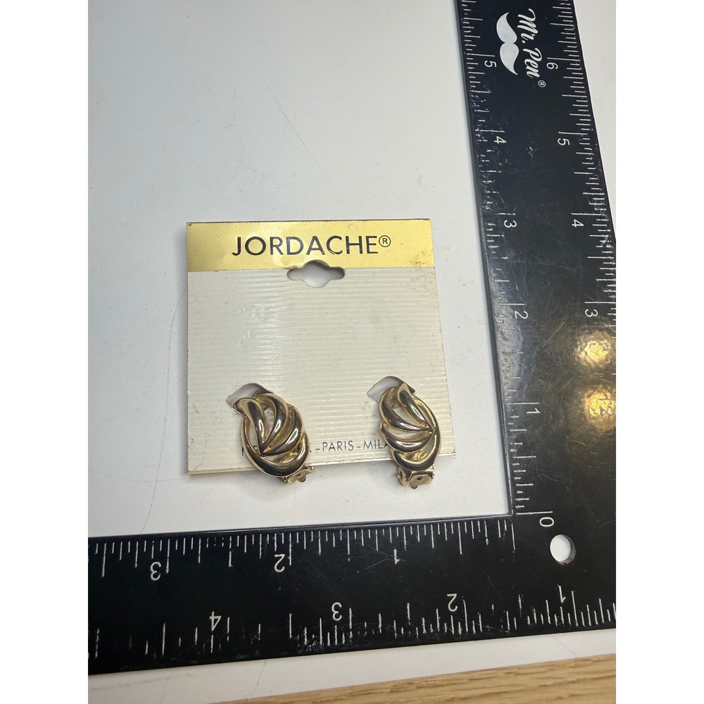 Jordache Two Tone Gold Silver Ribbed Knot Clip On Earrings Vintage 80s 90s